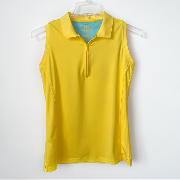 Peter Millar Tops - Peter Millar golf polo women’s large yellow zip